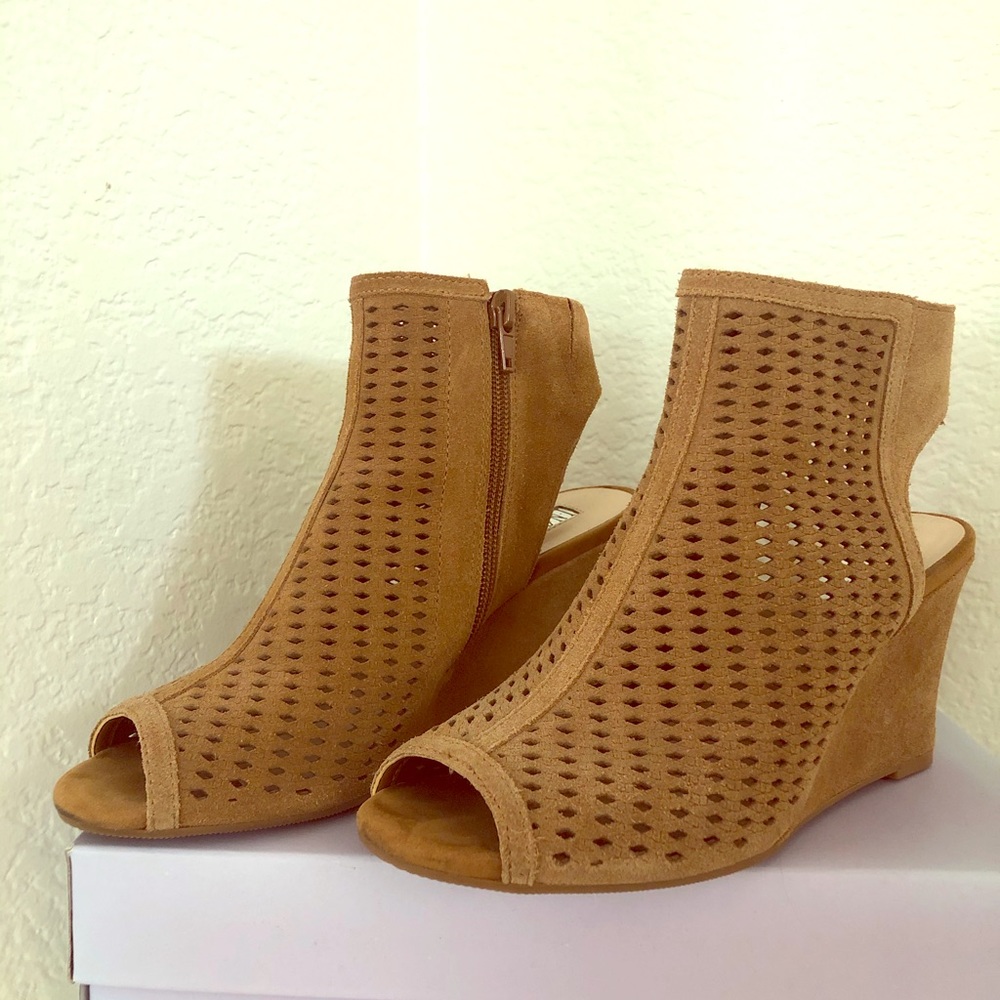INC Peep toe booties, size 7